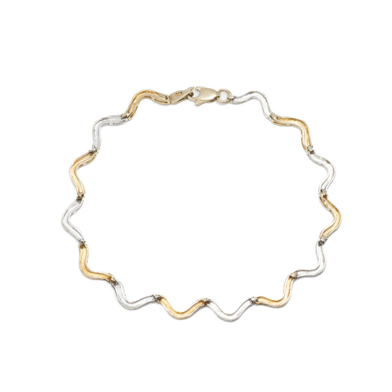 9ct Two Tone Gold Wave Bracelet 18cm #62910