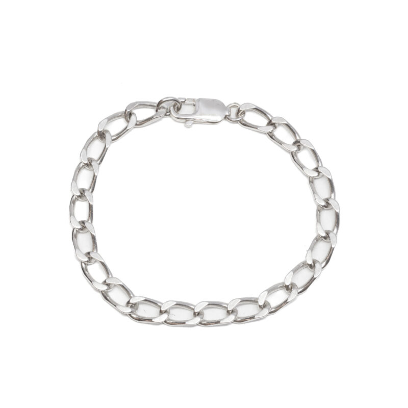 Sterling Silver Curb Link Bracelet 19cm #9325-1