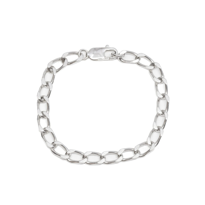 Sterling Silver Curb Link Bracelet 19cm #9325-1