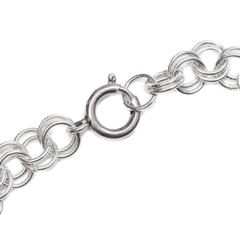 Vintage Sterling Silver Double Circle Bracelet 18cm #9325-28