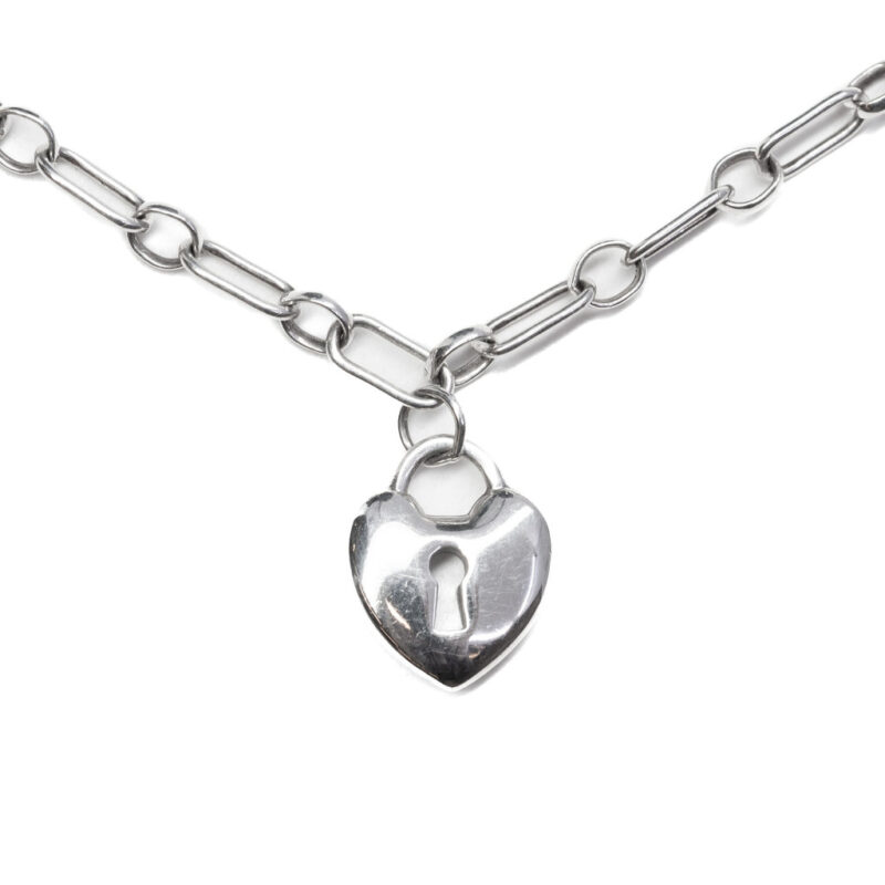 Tiffany & Co Silver Heart Keyhole Bracelet 17cm #62818