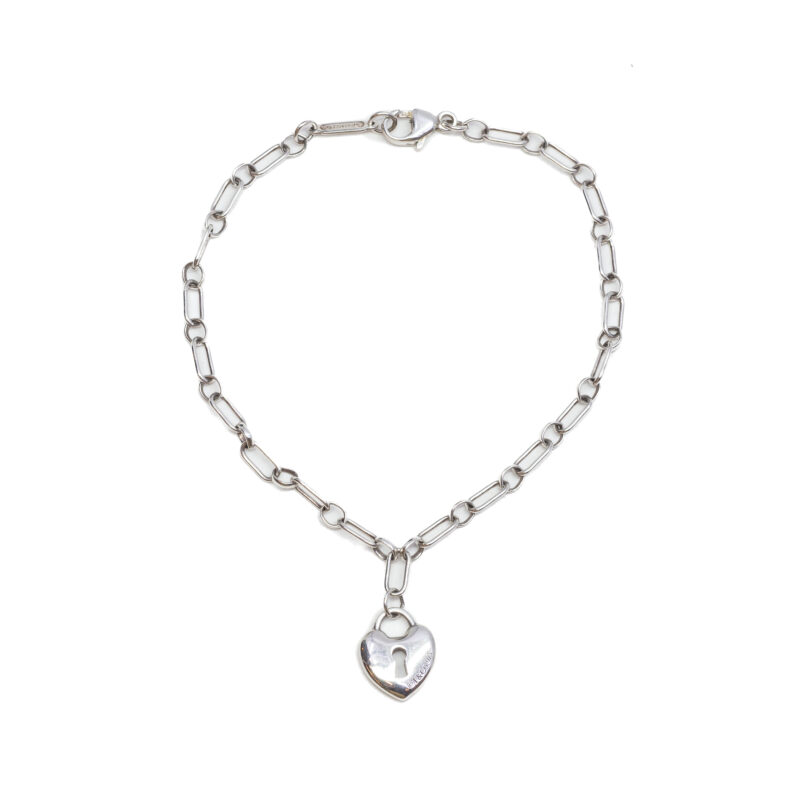 Tiffany & Co Silver Heart Keyhole Bracelet 17cm #62818
