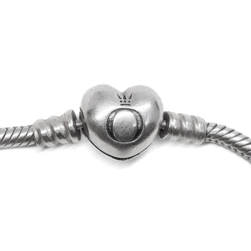 Pandora Sterling Silver Bracelet + 2 Pandora Sparkling Row Clip Charms #61651