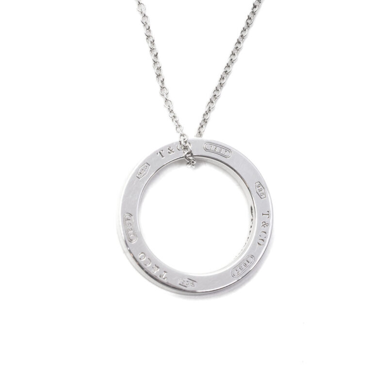 Tiffany & Co Silver Circle Pendant on Chain 40cm #62817