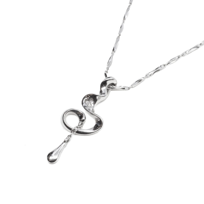 Platinum Swirl Pendant & Chain Necklace 40cm 950 #62819