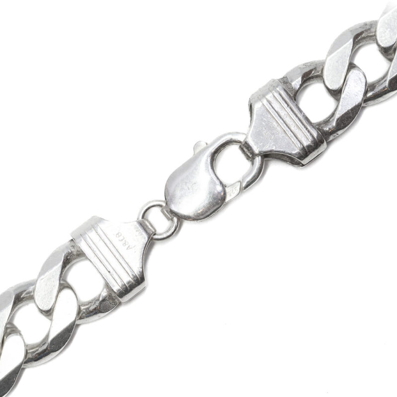 Heavy Solid Sterling Silver Curb Link Chain Necklace 56cm #62423