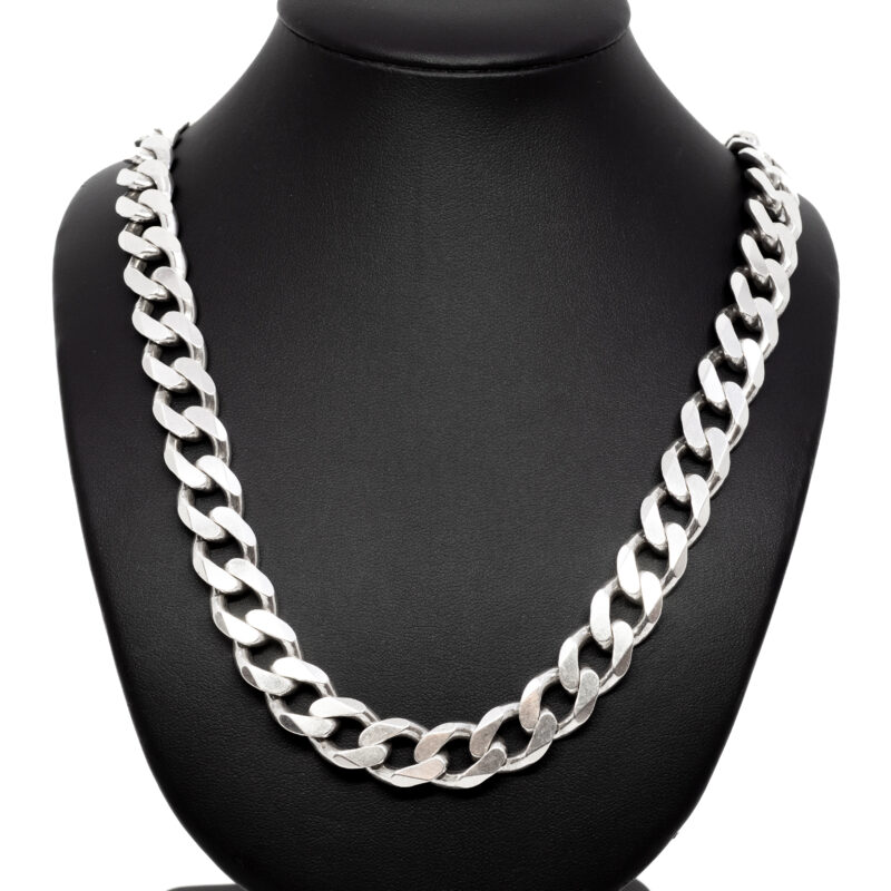 Heavy Solid Sterling Silver Curb Link Chain Necklace 56cm #62423