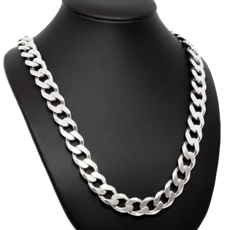 Heavy Solid Sterling Silver Curb Link Chain Necklace 56cm #62423