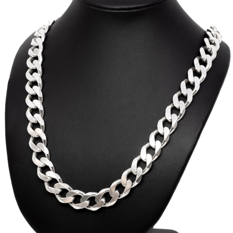 Heavy Solid Sterling Silver Curb Link Chain Necklace 56cm #62423