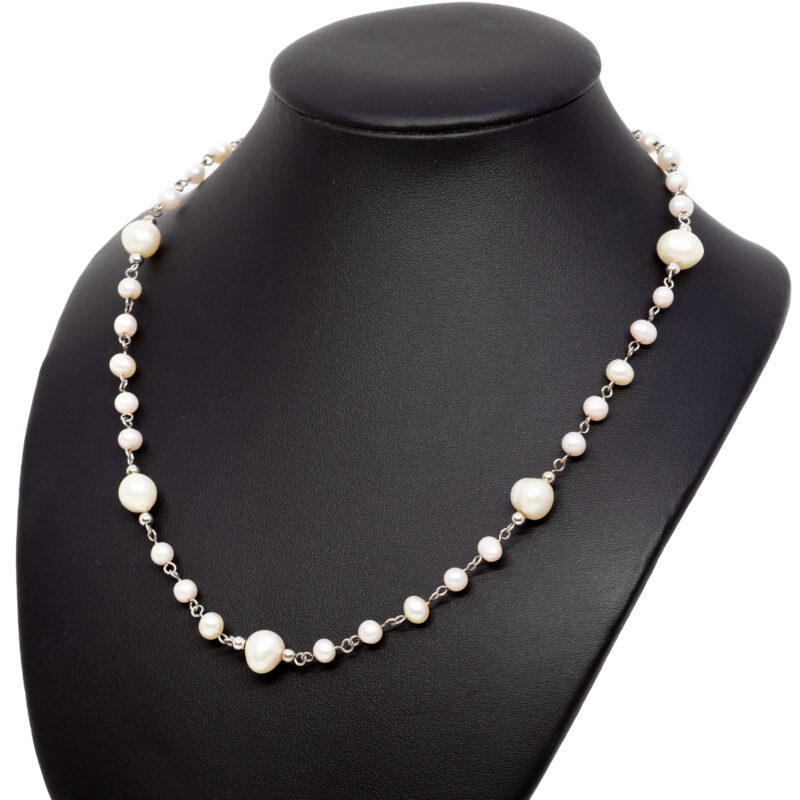 Sterling Silver & Freshwater Pearls Necklace 42cm #63081