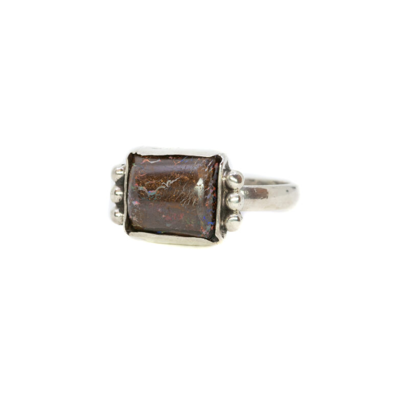 Sterling Silver Boulder Opal Ring Size L #63063
