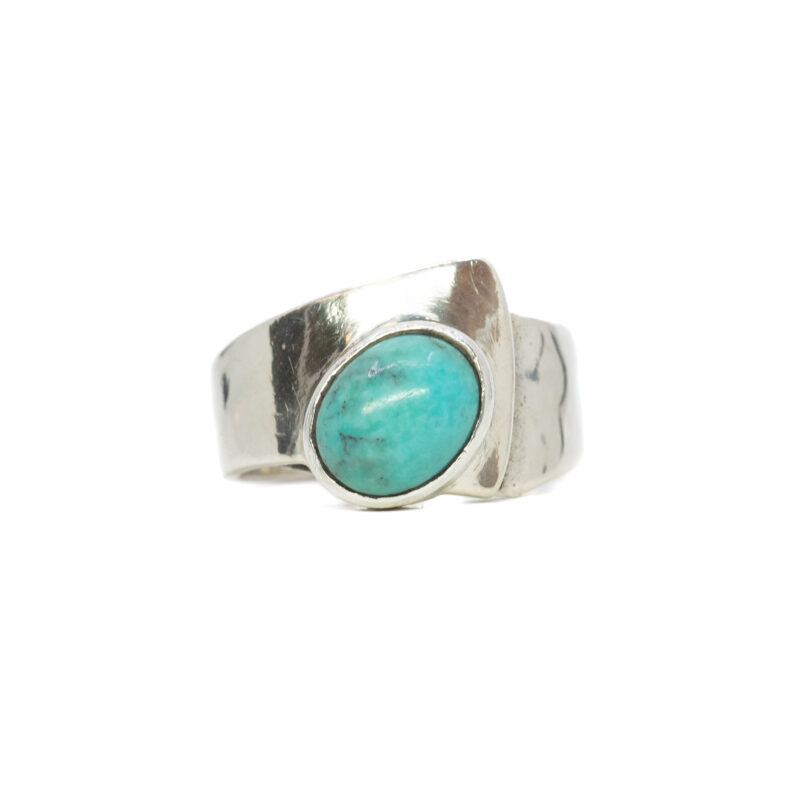 Sterling Silver Turquoise Open Ring Size O #63058