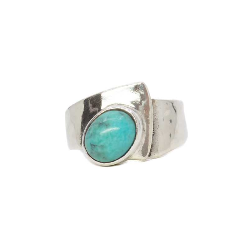 Sterling Silver Turquoise Open Ring Size O #63058