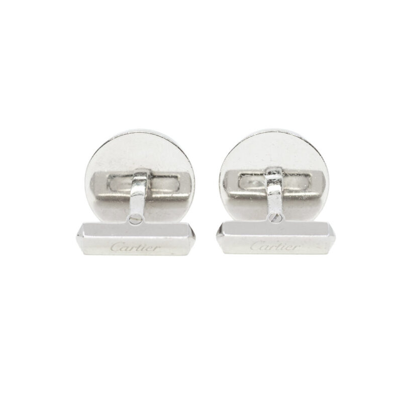 Cartier 925 Argent Silver Water Resistant Decor Cufflinks in Box #63102