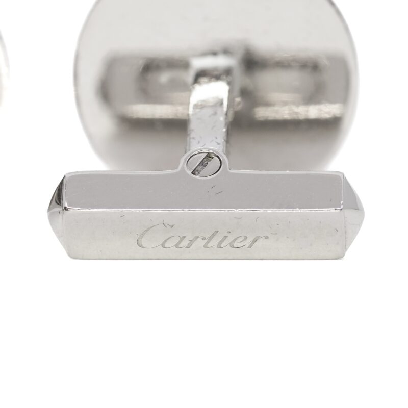 Cartier 925 Argent Silver Water Resistant Decor Cufflinks in Box #63102