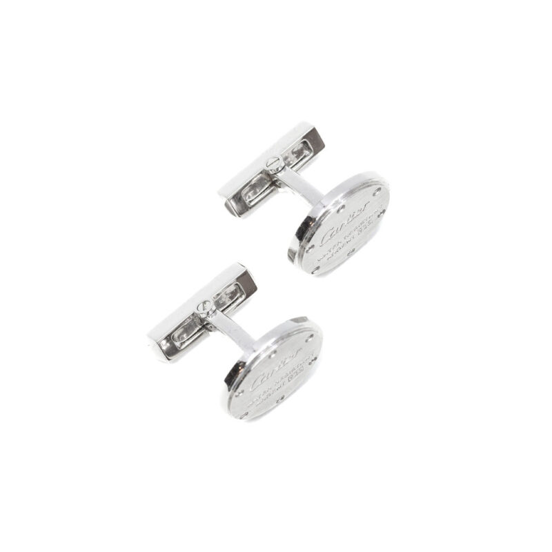 Cartier 925 Argent Silver Water Resistant Decor Cufflinks in Box #63102