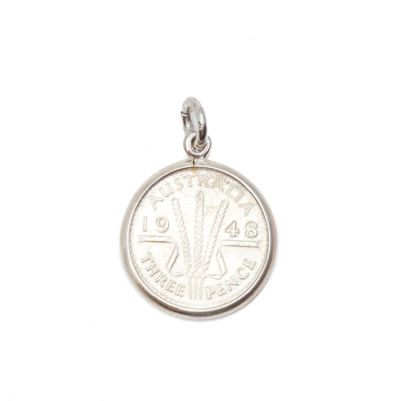 Sterling Silver 1948 Australian Threepence Coin Pendant #63205