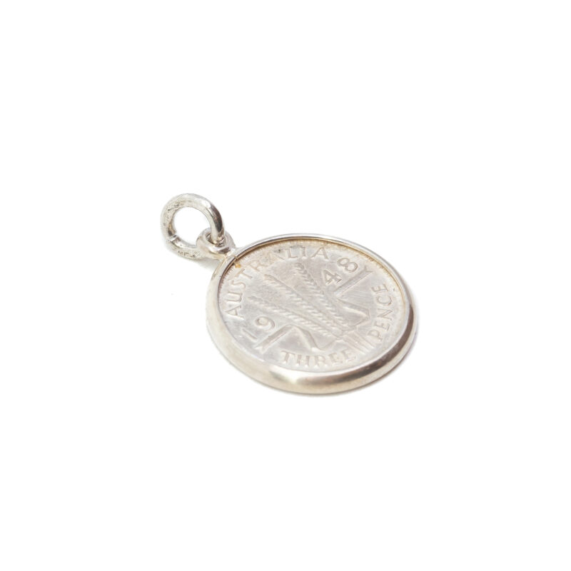 Sterling Silver 1948 Australian Threepence Coin Pendant #63205