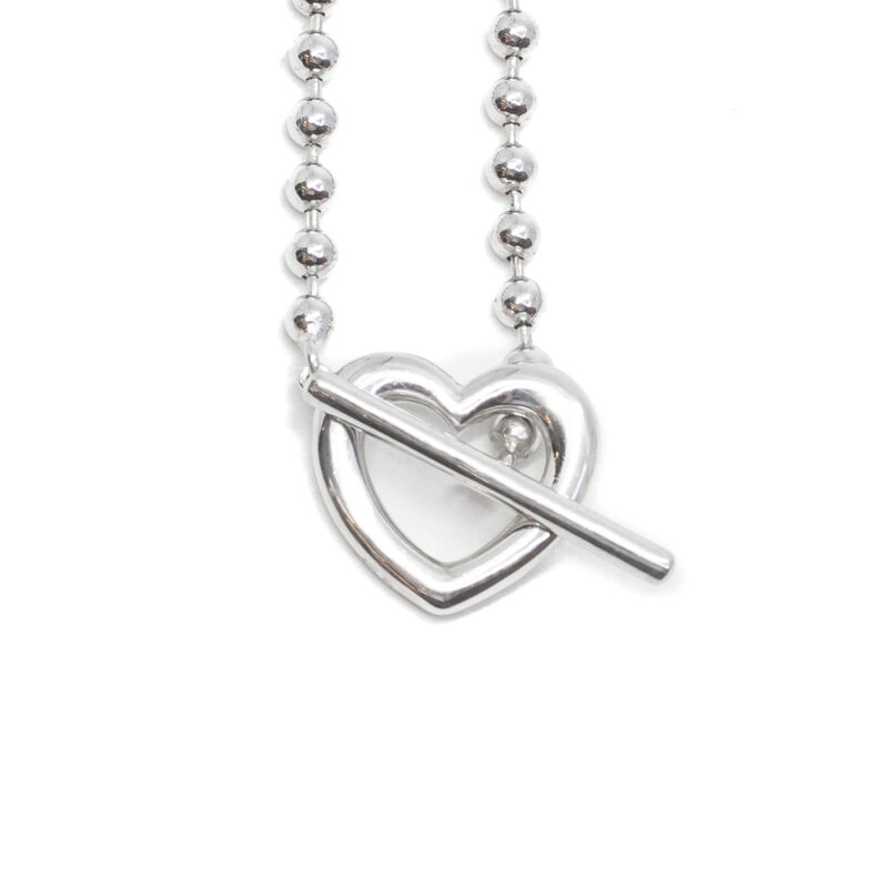 Sterling Silver Open Love Heart & T-Bar Bracelet 18cm #62758