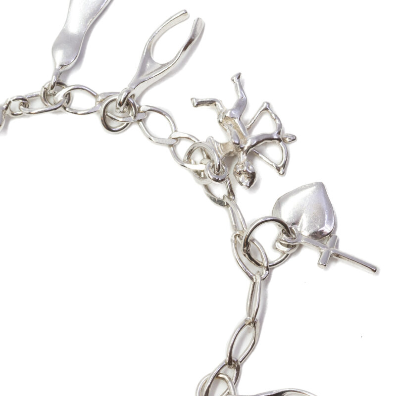 Vintage Sterling Silver Charm Bracelet 13 Charms 18.5cm #9325-33