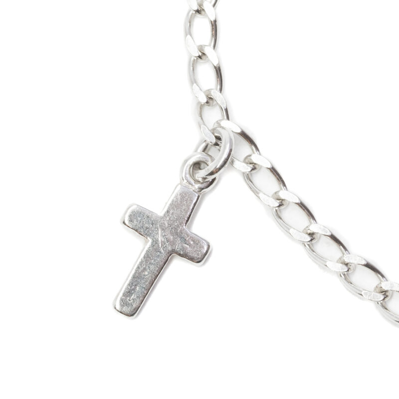 Italian Made Heart Cross & Anchor Sterling Silver Bracelet 18cm #9325-18