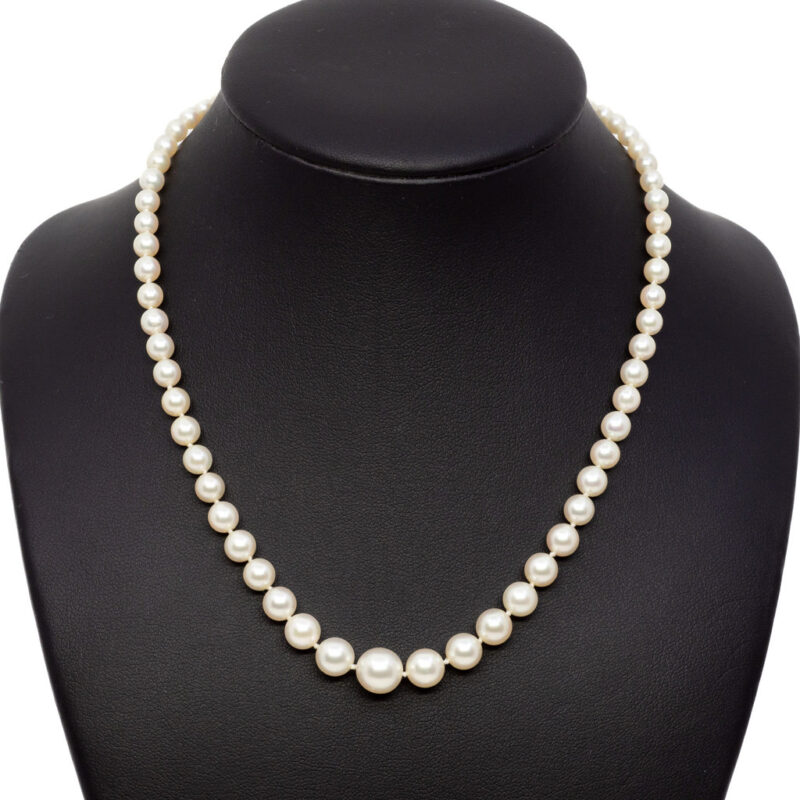 Akoya Cultured Pearl Strand Necklace with 9ct Gold Clasp 38cm + Val $2500 #55895