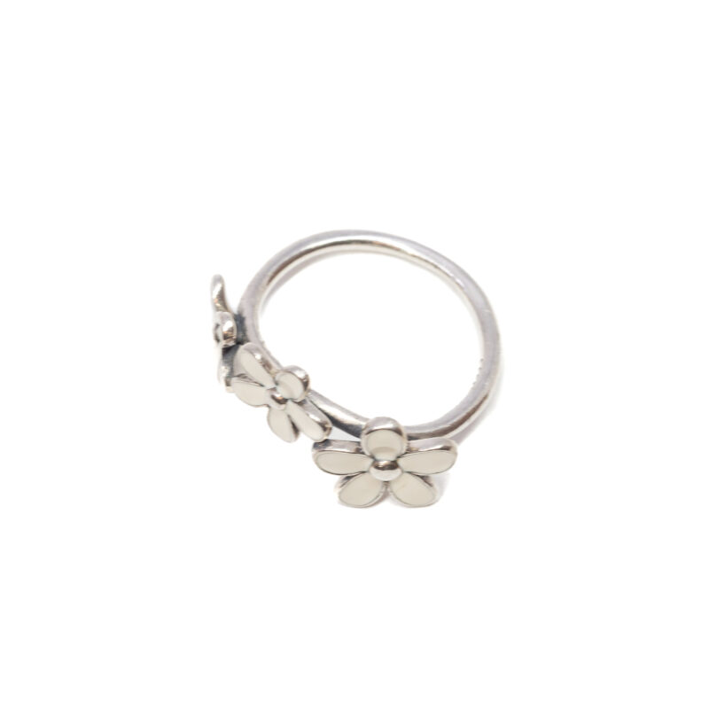 Pandora Sterling Silver 3 Flower Daisy Ring Size 52 / L #63314