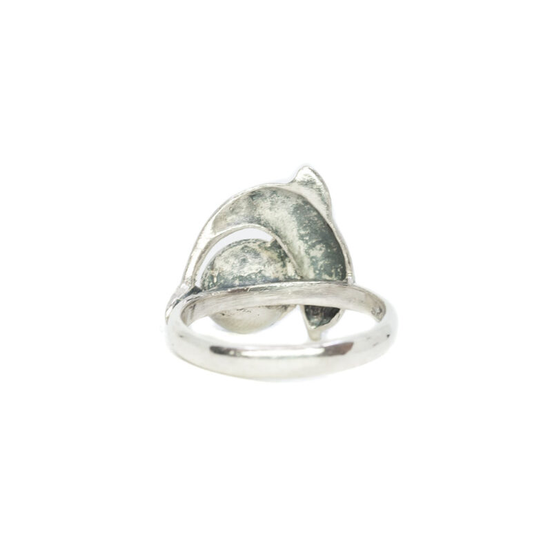 Sterling Silver Blue Stone Dolphin Ring Size J #63313