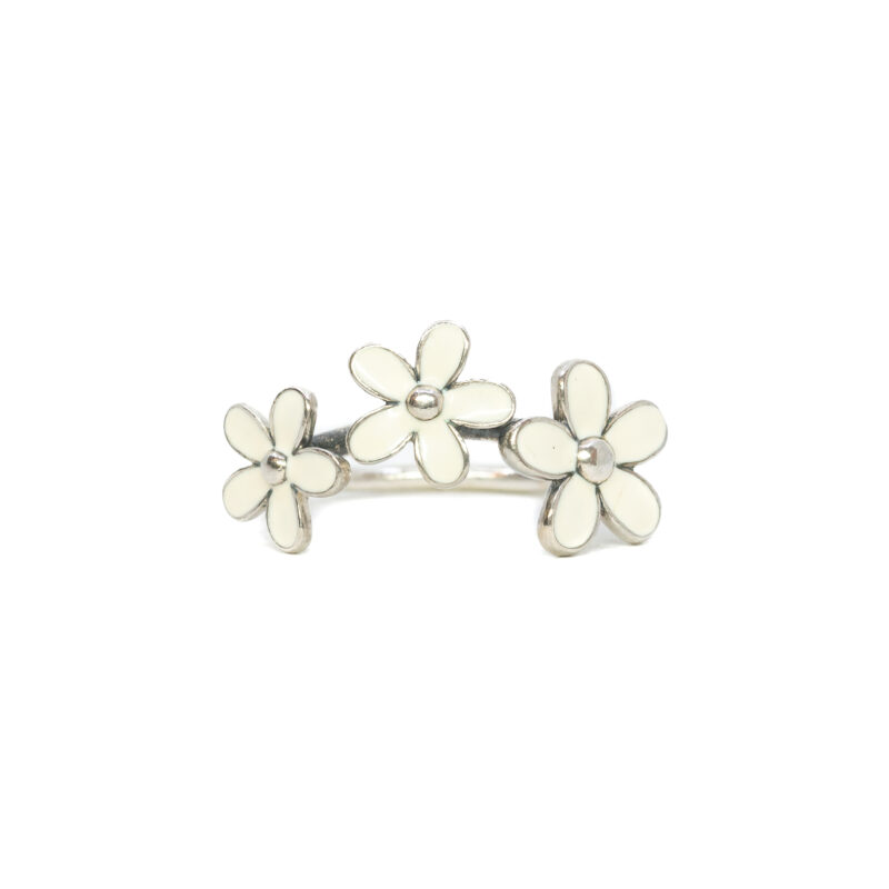 Pandora Sterling Silver 3 Flower Daisy Ring Size 52 / L #63314