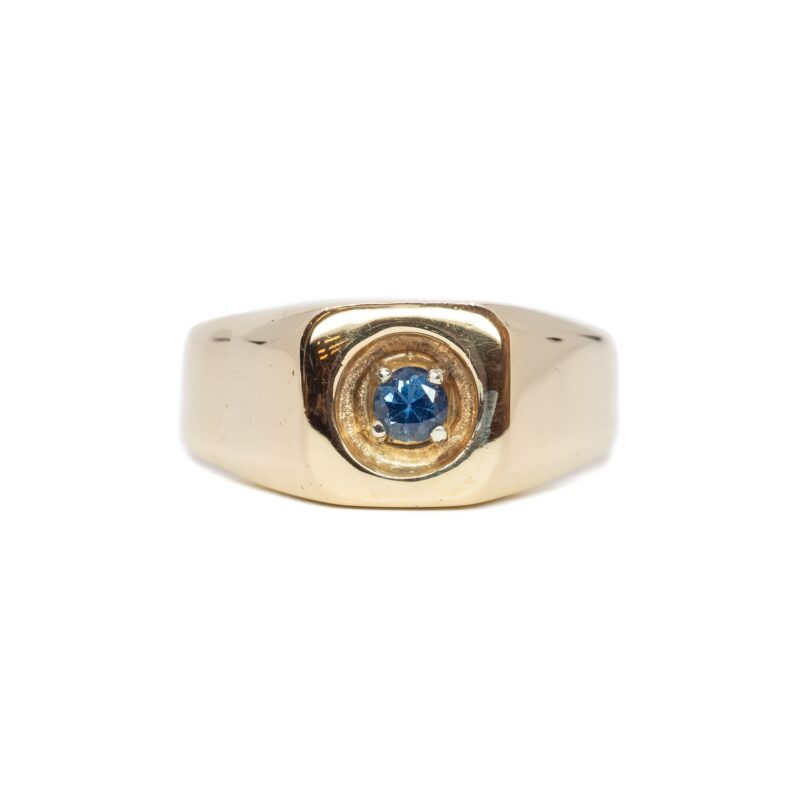 Natural Sapphire Men's 9ct Yellow Gold Signet Ring Size V 1/2 #62950