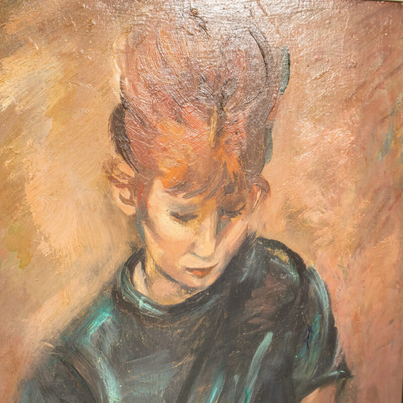 Red Head Girl in Green Painting by Dora C Robson 40x54cm #5559-1