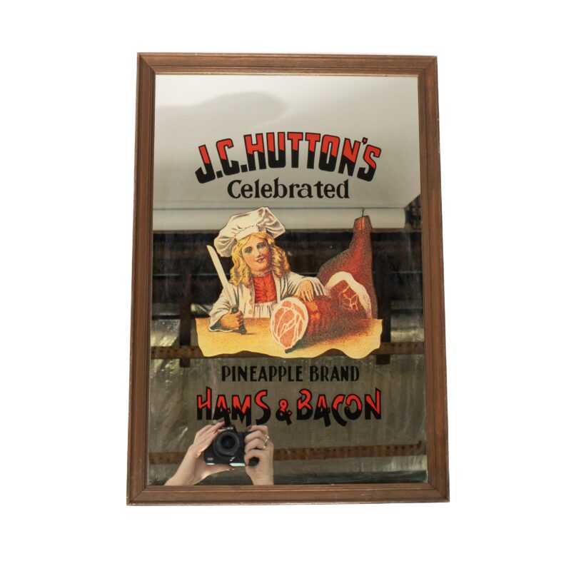 JC Hutton's Bar Mirror Celebrated Pineapple Brand Hams & Bacon #62691