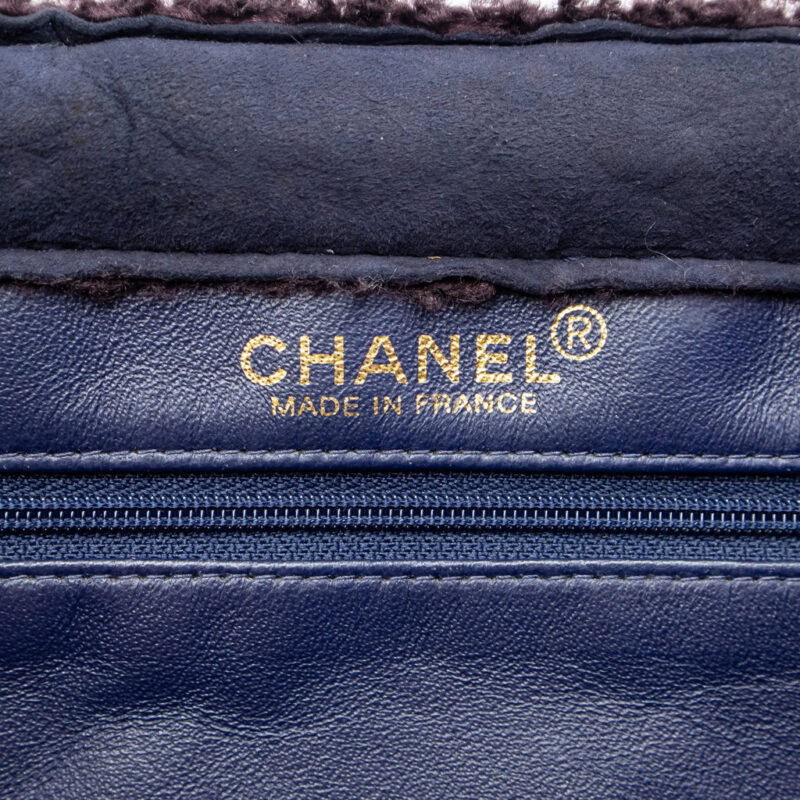 Chanel CC Shearling Blue Suede Bag + COA #62707