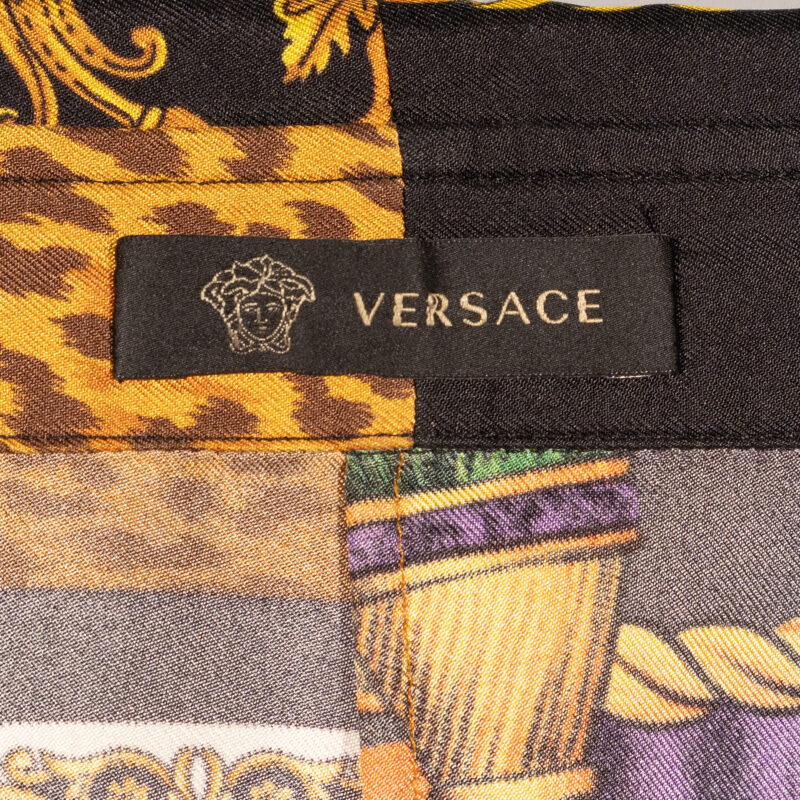Versace Baroque Leopard Split Silk Long Sleeve Button Up Size 44 190/104B Italian Made #62114