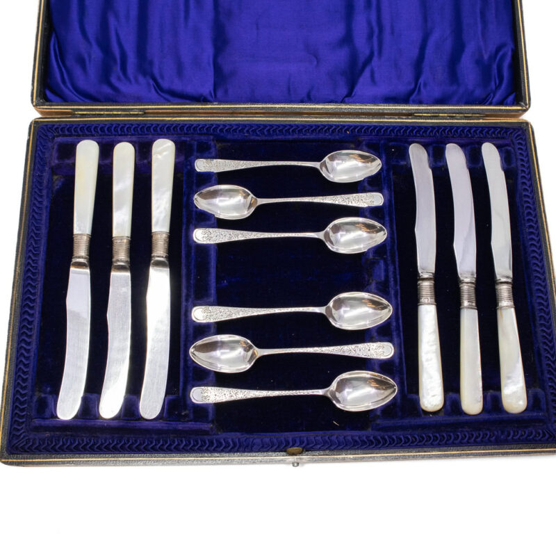 Antique Art Nouveau High Tea Sterling Silver Set (Teaspoons & Butter Knives) #3571-1