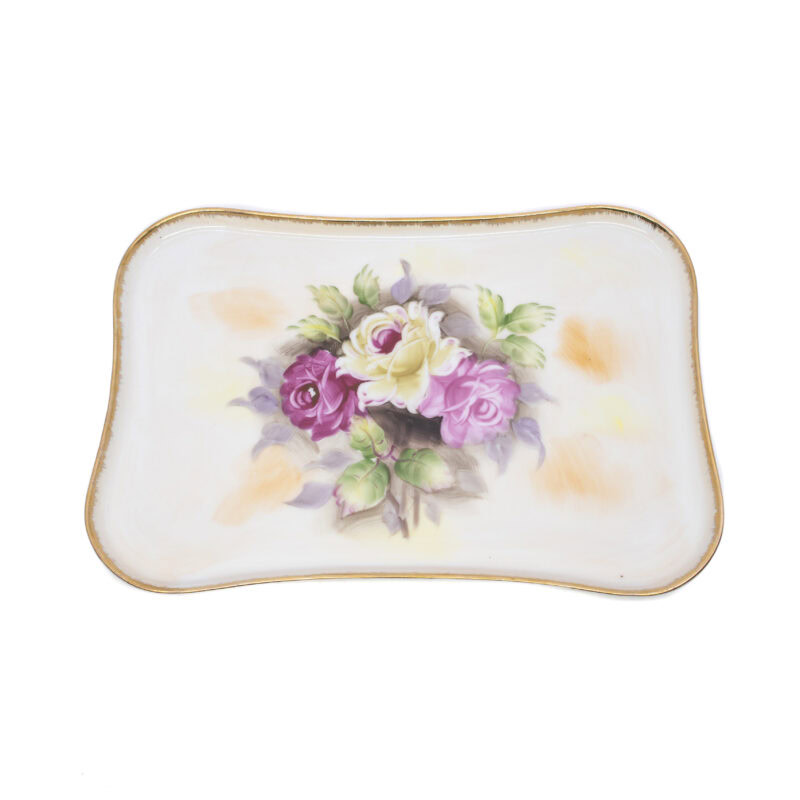 Meridian Hand Painted Japanese Floral Rose Design Tray #4065-6