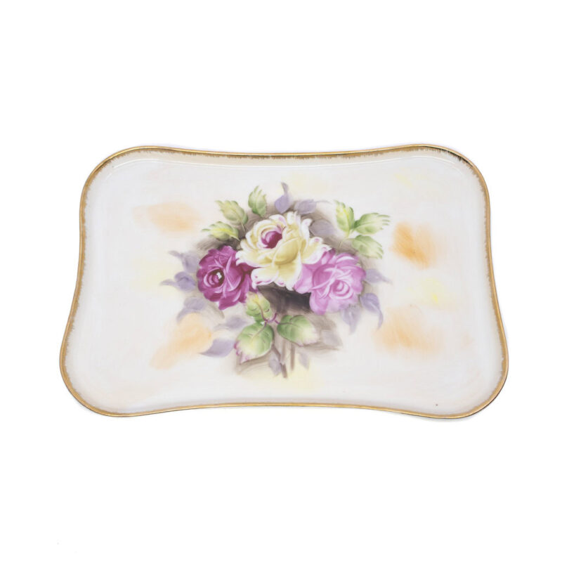 Meridian Hand Painted Japanese Floral Rose Design Tray #4065-6