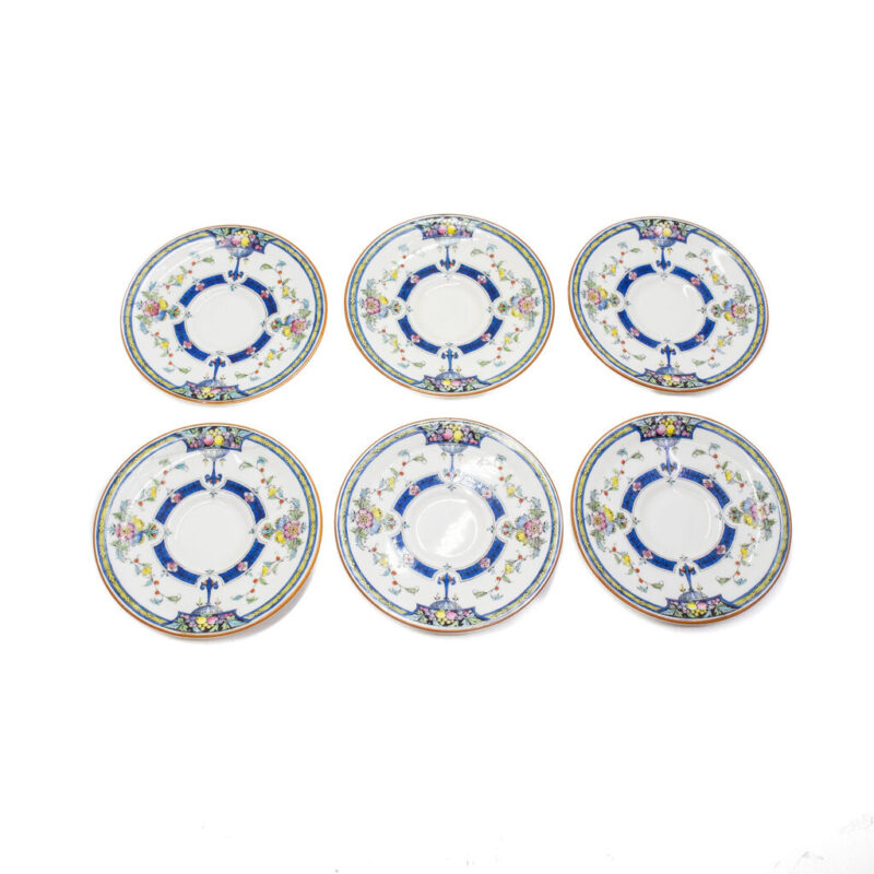 Antique Royal Worcester Orlando Pattern Set of 5 Cups & Saucers #4065-7