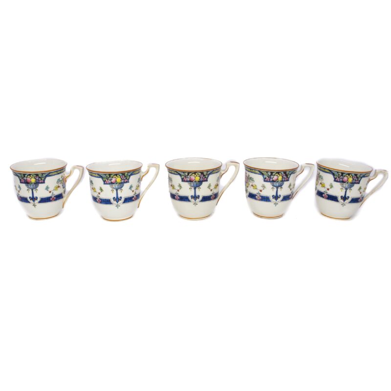 Antique Royal Worcester Orlando Pattern Set of 5 Cups & Saucers #4065-7