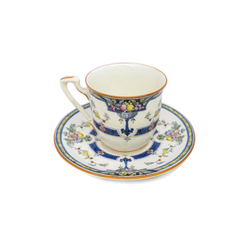 Antique Royal Worcester Orlando Pattern Set of 5 Cups & Saucers #4065-7