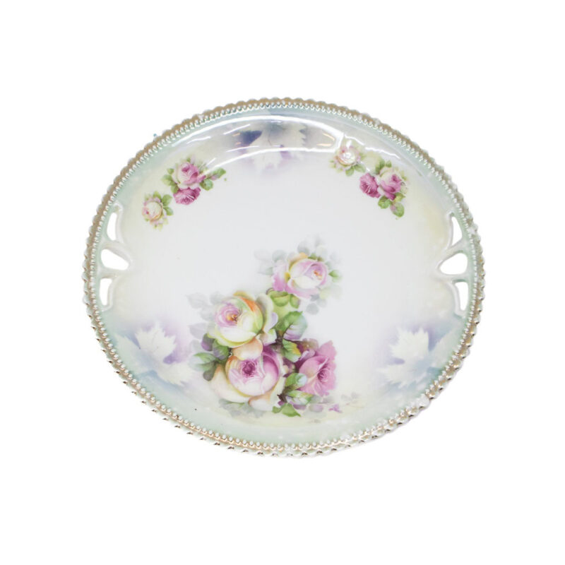 Antique PK Silesia Flowers Roses Cake Tray & Plates Set #4065-8