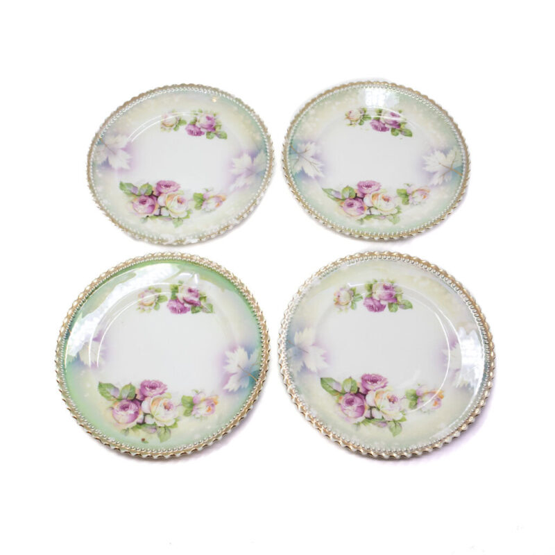 Antique PK Silesia Flowers Roses Cake Tray & Plates Set #4065-8