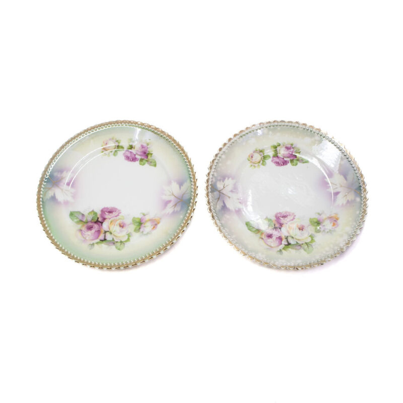 Antique PK Silesia Flowers Roses Cake Tray & Plates Set #4065-8