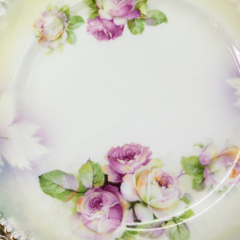 Antique PK Silesia Flowers Roses Cake Tray & Plates Set #4065-8