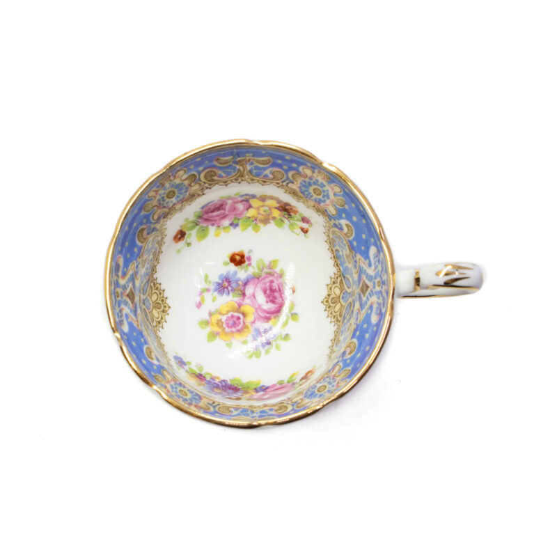 Vintage Paragon Honiton Blue Rose Bouquet Teacup #4065-1