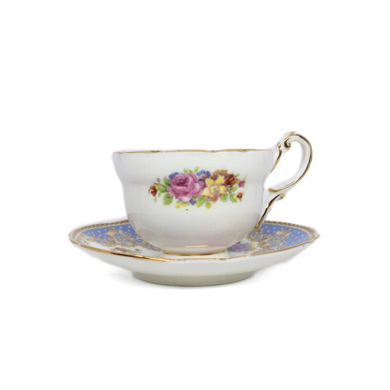 Vintage Paragon Honiton Blue Rose Bouquet Espresso Cup & Saucer #4065 - Image 6