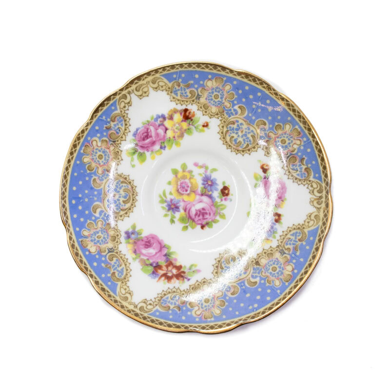Vintage Paragon Honiton Blue Rose Bouquet Teacup & Saucer #4065