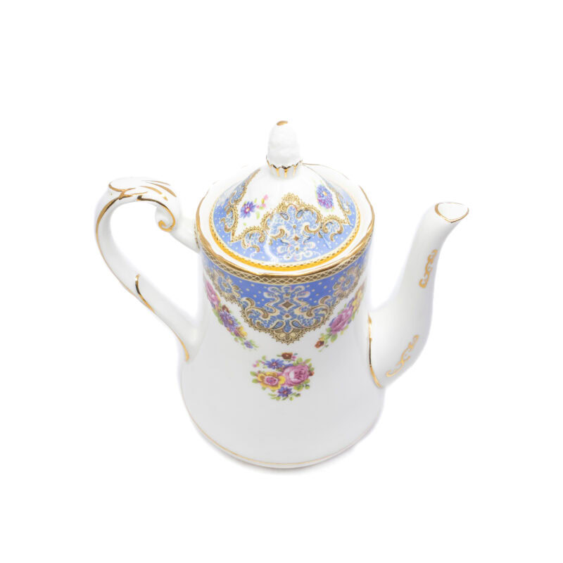 Very Rare Vintage Paragon Honiton Blue Rose Bouquet Teapot #4065-3