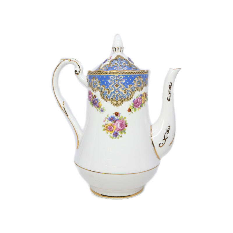 Very Rare Vintage Paragon Honiton Blue Rose Bouquet Teapot #4065-3