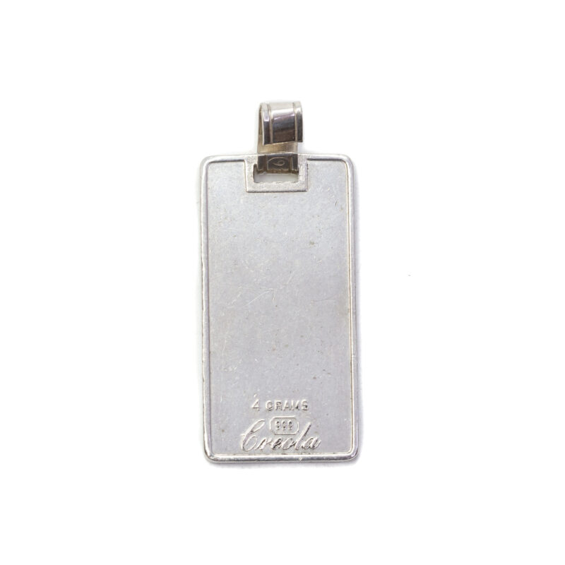 Fine Silver Leo Zodiac Rectangular Bar Pendant #9635-57